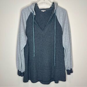 In Loom Gray and Black Colorblock Hooded Sweater Size L
